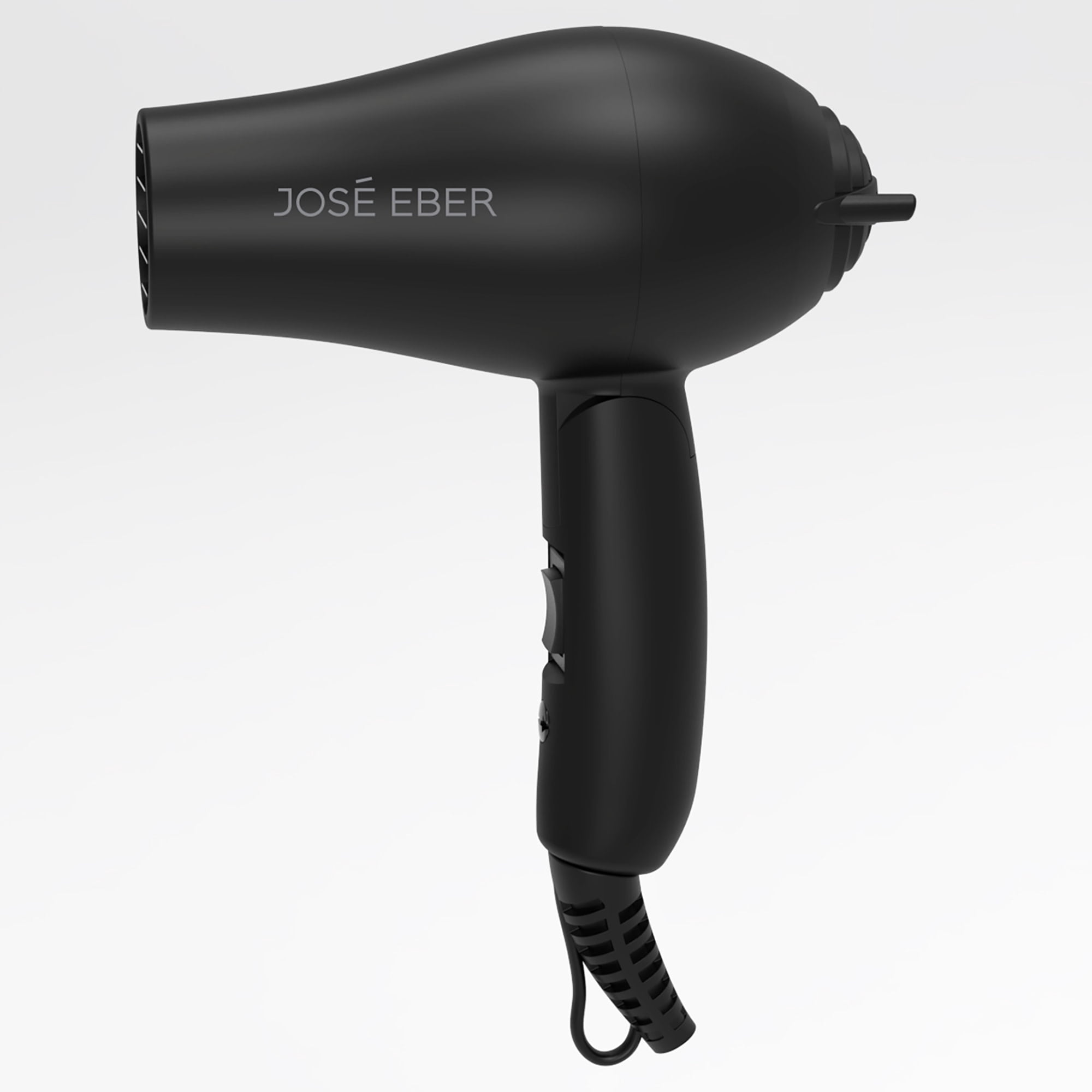 Jose Eber: Ultra Mini Hair Dryer - Black - 5.5x5.9" Foldable For Travel, Lightweight Design, Styling Nozzle, Tool For All Hair Types, 1200 Watts