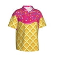 thumbnail image 2 of Easygdp Red Ice Cream Men's Hawaiian Shirts Print Lapel Short Sleeve for Beach, vacation, party, casual occasions - Small, 2 of 9