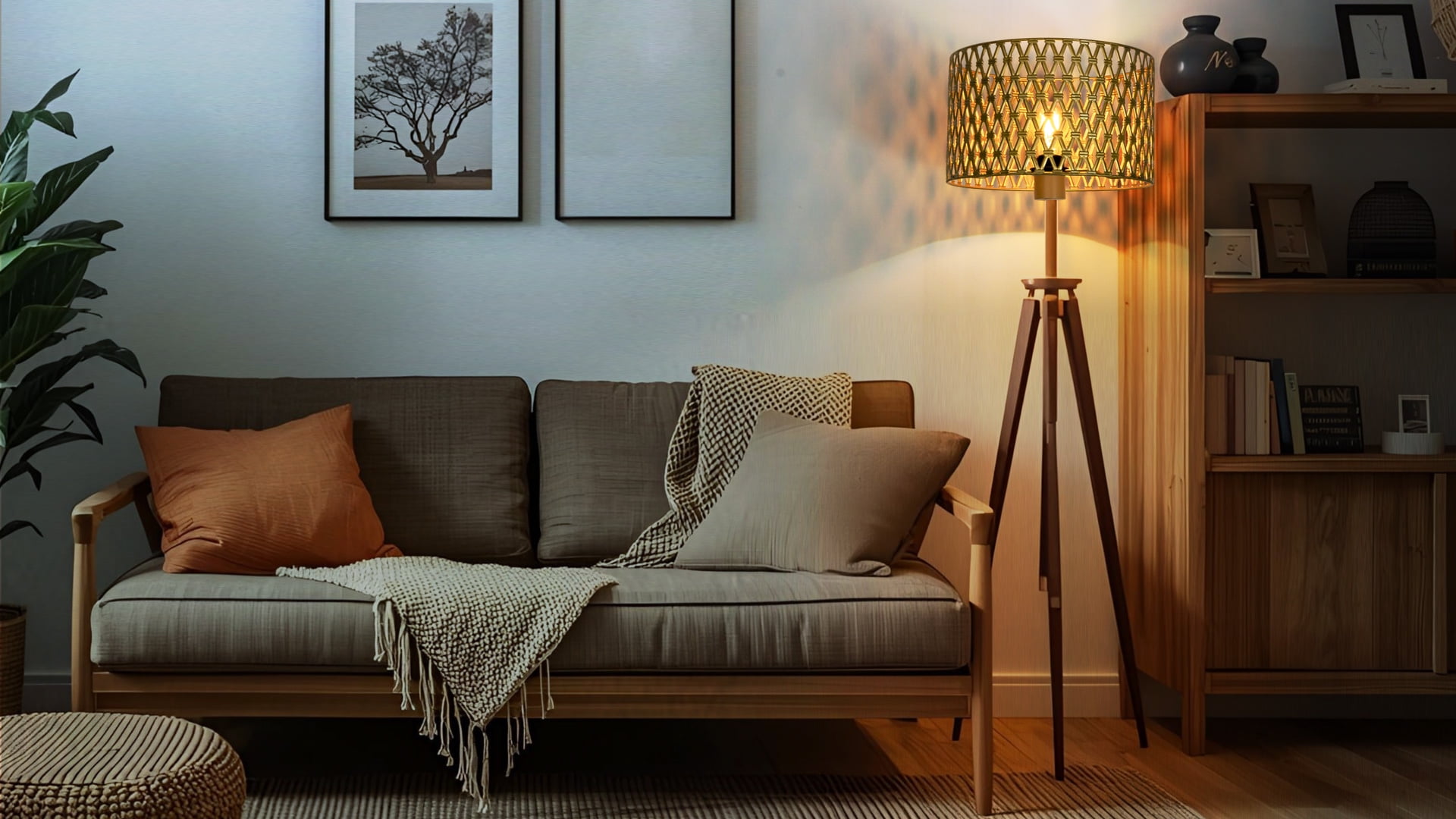 Gold Hollow-out Drum Lamp Shades