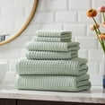 thumbnail image 2 of Hotel Style 6-Piece Egyptian Cotton Textured Bath Coordinate Towel Set, Soft Sea, 2 of 7