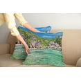 thumbnail image 2 of Ambesonne Tropical Throw Pillow Cover 2 Pack, Scenery of Island Tree, 20", Blue and Fern Green, 2 of 5