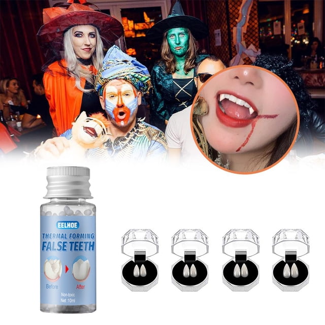 De Dientes De Vampiro Con Adhesivo Halloween Dientes De Vampiro Cosplay Dientes De Vampiro Para Hombres Lobo Zombis Vampiros 4 Pares Serendint HA038618-00