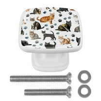 Cat Footprint Cabinets Door and Drawers Knobs Pulls,Furniture Handles Hardware for Kitchen Dresser Closet Bathroom
