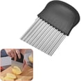 thumbnail image 1 of Cortador de papas de acero inoxidable, cortador de papas fritas multifuncional engrosado, cuchillo de papa de dientes de lobo de cocina, cortador de papas de onda doméstico, cortador de papas fritas, 1 of 5