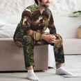 thumbnail image 7 of Fuzoiu Jungle Hat Bear Print Men's Long-Sleeved Pajama,Lounge Button Down Nightwear,Mens Notch Collar Pajama Set -Medium, 7 of 7
