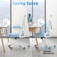 Biggzia Ergonomic Office Chair, Mid-Back Computer Chair with Adjustable Height, Flip-Up Arms and Lumbar Support, Mesh Desk Chair, Blue