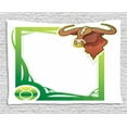 thumbnail image 1 of Zodiac Taurus Tapestry, Second Sign from the Series of Zodiac Cartoon Style Frame, Wall Hanging for Bedroom Living Room Dorm Decor, 80W X 60L Inches, Fern Green Apple Green Brown, by Ambesonne, 1 of 2