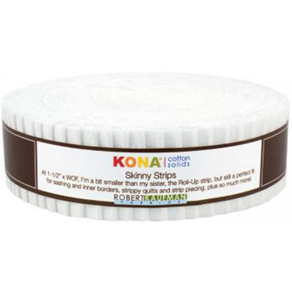 Kona Solids Skinny Strips Jelly Roll, 1.5" - White Colorstory