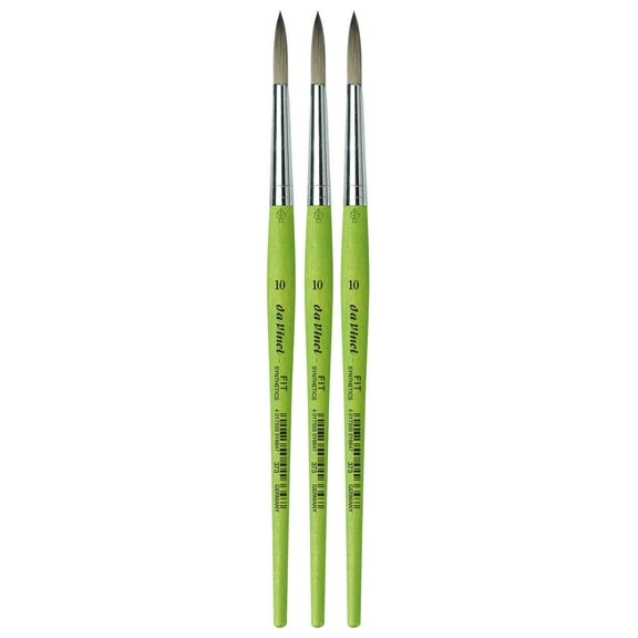 da Vinci FIT Synthetics Student Brush, Synthetic, Acrylic & Tempera, Round, Series 373, Size 10, Pack of 3