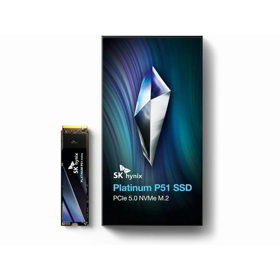 SK hynix Platinum P51 2TB PCIe Gen5 NVMe M.2 2280 Internal SSD I Up to 14,700 MB/s Read, 13,400 MB/s Write I Powered by 238-Layer NAND Flash