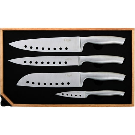 Ozeri 5-Piece Stainless Steel Knife and Sharpener Set, with Japanese Stainless Steel Slotted