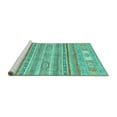 thumbnail image 2 of Ahgly Company Machine Washable Indoor Rectangle Abstract Turquoise Blue Modern Area Rugs, 2' x 4', 2 of 4