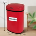thumbnail image 4 of 13 Gallon Trash Can Automatic Kitchen Garbage Can with Lid Touchless Sensor Waste Bin Slim No Touch Stainless Steel Trash Can for Home, Living Room, Bedroom, Office （Red）, 4 of 8