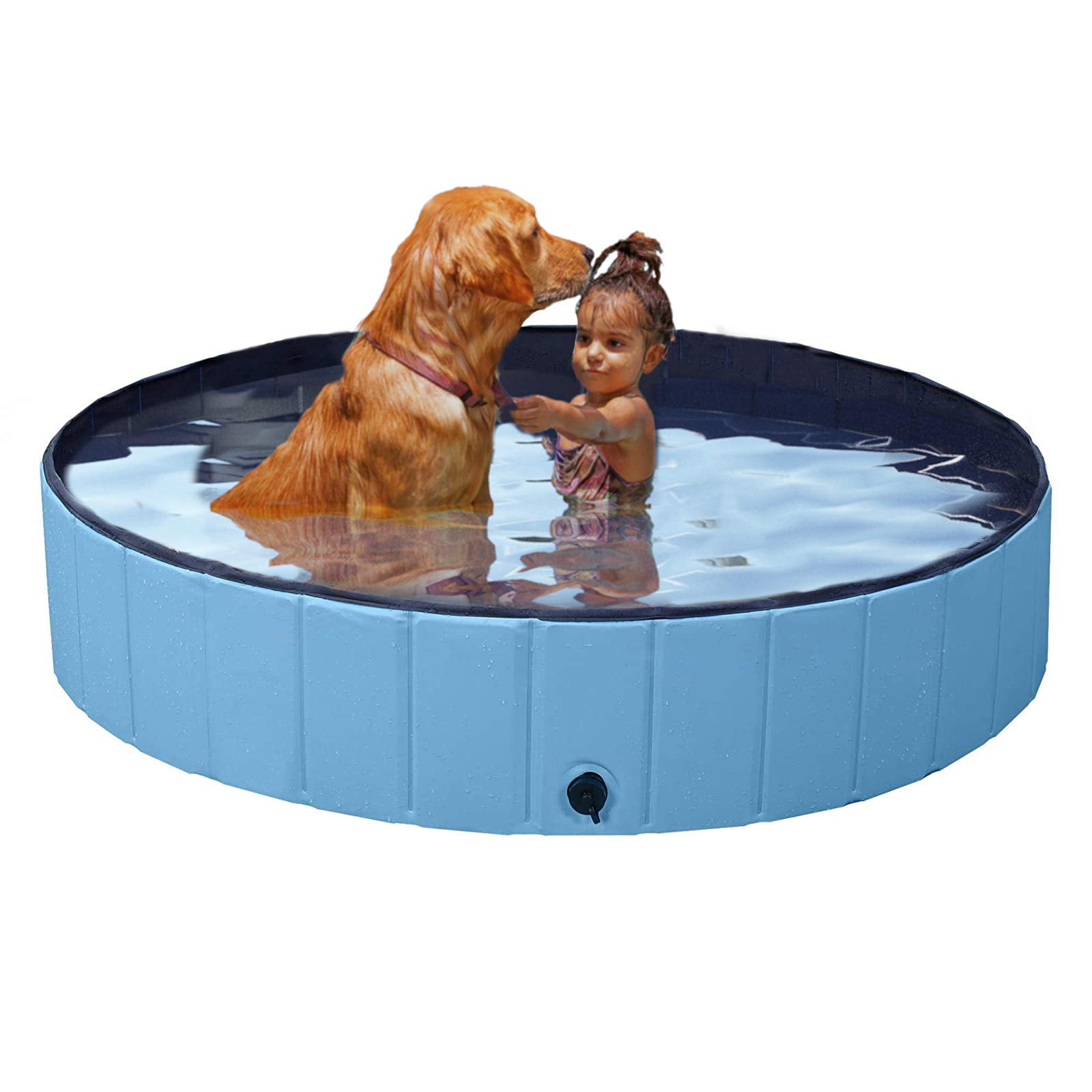 Folding Pool for Dogs,48inch Foldable Pet Kids Swimming Pool,Portable Collapsible Kiddie Bath Pool for Outdoor Backyard PVC Bathing Shower Tub Bathtub for Large Medium Small Dogs and Cats L-48