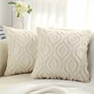 Volcanics 4-Pack Plush Faux Wool Pillow Covers – 18x18 Inch, Neutral Colors, Boho & Farmhouse Decor
