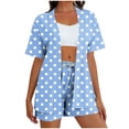 thumbnail image 1 of Mujeres largo cardigan con bolsillos estilo de moda suelto no posicionamiento impreso manga corta y pantalones cortos conjunto de bolsillo sudadera y pantalones conjunto para mujeres, 1 of 6