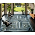 thumbnail image 2 of CAMILSON Spring Geometric Arch Striped Easy-Cleaning Non-Shedding Washable Outdoor Indoor Area Rug Aqua 10x14, 2 of 9