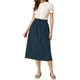 thumbnail image 2 of Falda de Algodón para Mujeres INSPIRE CHIC con Cintura Elástica, Falda Midi A-Line Casual con Bolsillos XL Azul Oscuro, 2 of 8