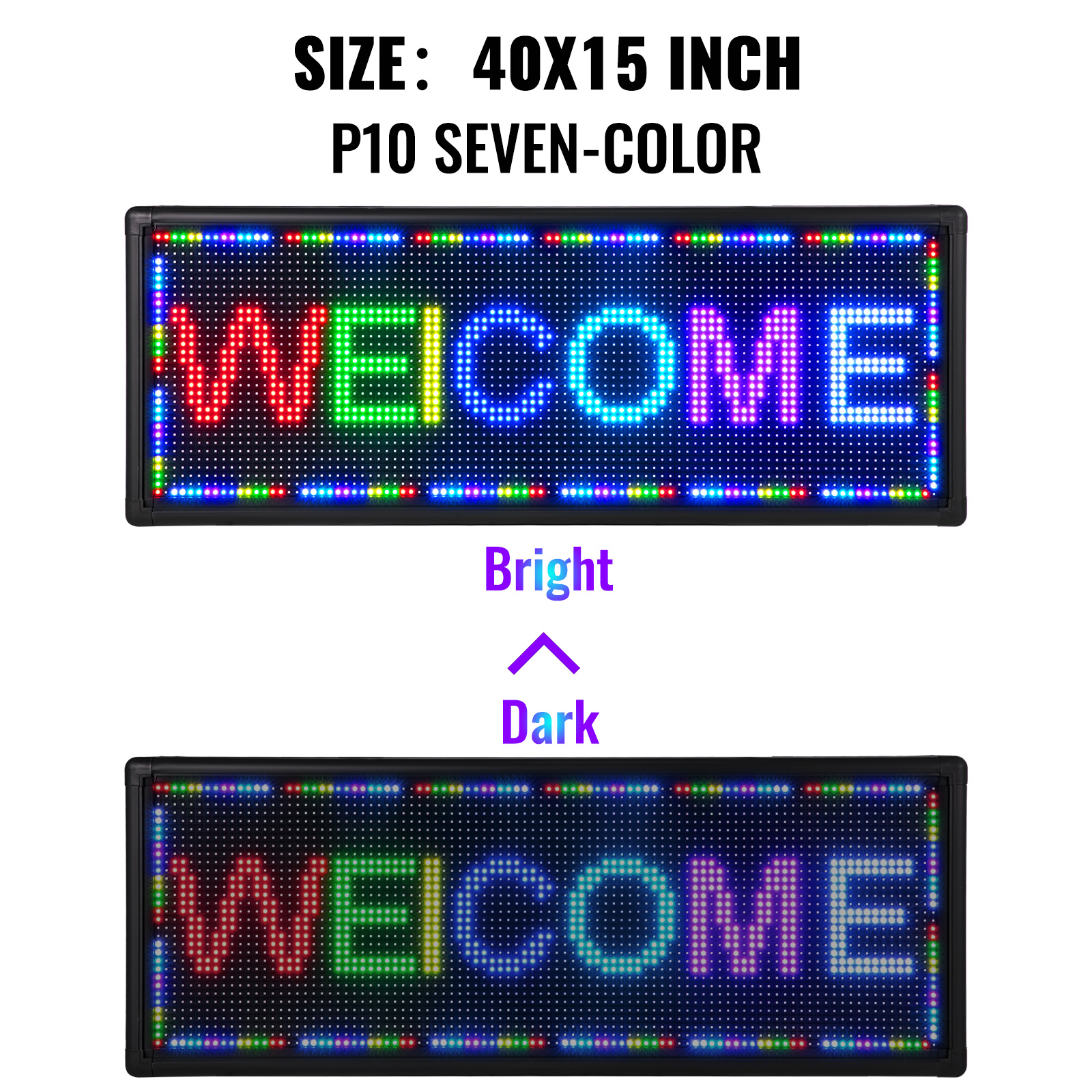 VEVOR Led Sign 40 x 15 inch Digital Sign 96 x 96 HD Resolution Seven- Color  Indoor Led Message Board Digital Display Board Electronic Scrolling Led  Sign Programmable by PC  Wi-Fi