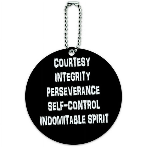 Five Tenets of Taekwondo Round Luggage ID Tag Card for Suitcase or Carry-On