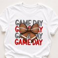 thumbnail image 3 of Game Day Football Bow Graphic T-Shirt, Unisex Classic Fit Crew Neck Tee, 3 of 9