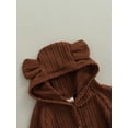 thumbnail image 5 of Qiylii Baby Knit Ribbed Bodysuit,Solid Color Long Sleeve Hooded Romper with Ears, 5 of 8