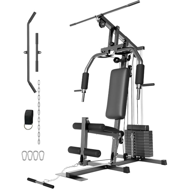 Multifunctional Home Gym Machine, with 100LBS Weight Stack, for Full Body Strength Training, LAT Pull Down, Chest Press, Leg Extension