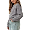 thumbnail image 6 of BXJX Girls Knit Cotton Sweaters, Long Sleeve Crew Neck School Stretchable Pullover Tops Dark Gray Size 4-5 T, 6 of 6
