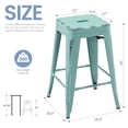 thumbnail image 2 of Stackable Bar Stools Set of 2, 24 Inch Metal Counter Height Stools for Indoor Outdoor Kitchen Patio Classroom Garden, Industrial Barstools (Distressed Mint Green), 2 of 8