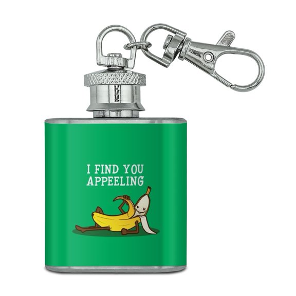 Banana I Find You Appeeling Funny Pun Stainless Steel 1oz Mini Flask Key Chain