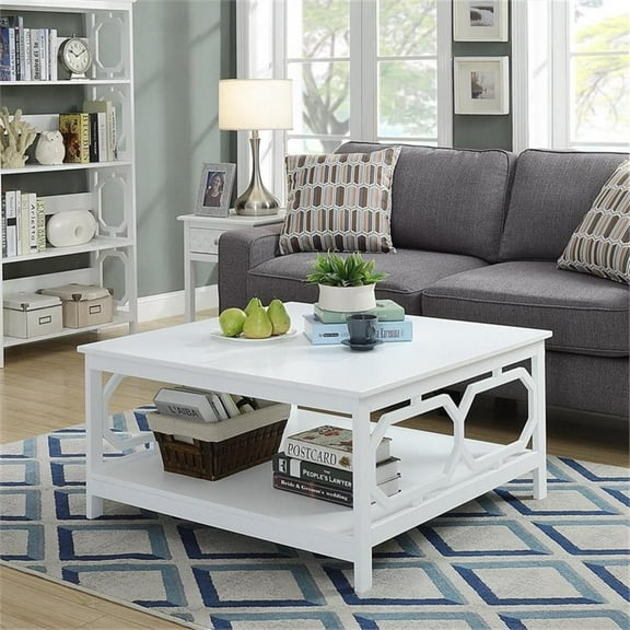 Pemberly Row Square 36" Coffee Table in White Wood Finish