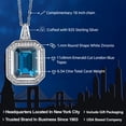 thumbnail image 2 of Gem Stone King 925 Sterling Silver London Blue Topaz Pendant Necklace for Women (6.34 Ct Emerald Cut 11X9MM with 18 inch Silver Chain), 2 of 5