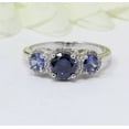 thumbnail image 2 of HeartsAndYou 4ct Round Cut Natural Sapphire & Moissanite Halo Ring 18K 14k SOLID White Gold, 2 of 9