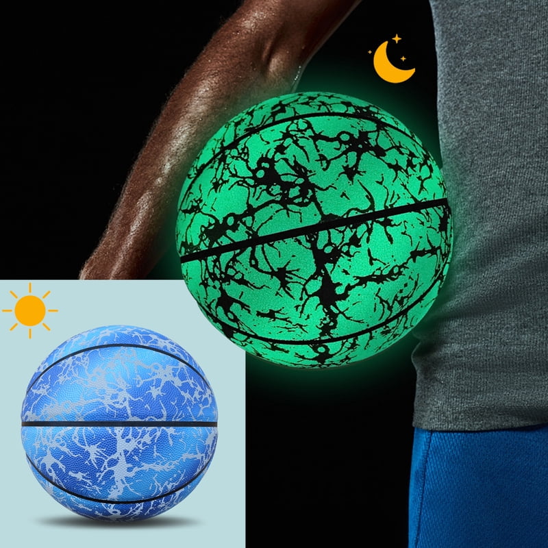 Night Use Composite Leather Luminous Size 5 6 7 Basketball For Boys&Girls-Night Ball Game,Glow In The Dark,In&Outdoor Training