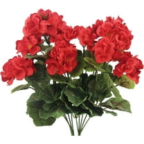 Morttic 2 Pcs Artificial Geraniums Outdoor Silk Flowers Rose Red Artificial Geranium Bush Faux Flowers Red Geraniums for Floral Home Decor Indoor Garden Patio Grave Cemetary Vase Table Centerpiece