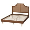 thumbnail image 3 of Baxton Studio Macaria Mid-Century Modern Ash Walnut Woven Rattan Queen Size Bed, 3 of 10