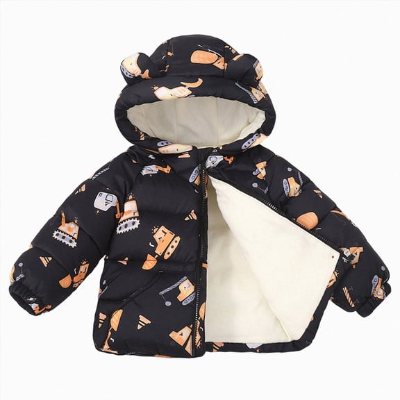 Toddler Winter Coat Boys Hoods Fleece Outwear Jacket Light Thermal Clothes,Thermal Fleece Jacket 2-3 Years