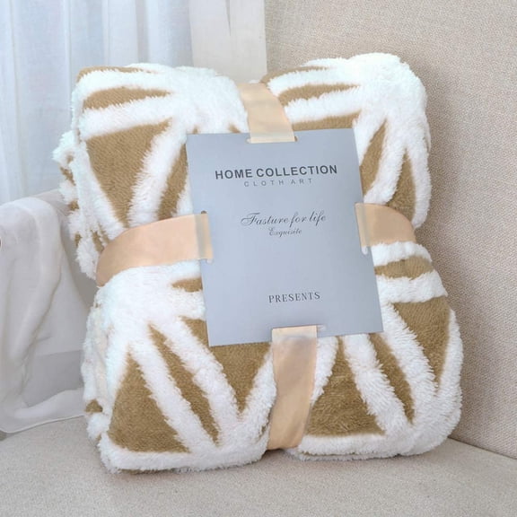 Sherpa Fleece Blanket Fuzzy Soft Throw Blanket Dual Sided Blanket for Couch Sofa Bed (Khaki, 51"x63")