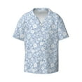 thumbnail image 6 of Kdxio Men's Hawaiian Shirt for Men Short Sleeve Shirt Gray White Floral Summer Casual Holiday Beach Button Down T-Shirts, 6 of 7