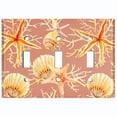 thumbnail image 2 of Metal Light Switch Wall Plate Outlet Cover (Ocean Sea Star Fish Shell Coral Clam Peach - Triple Toggle), 2 of 2
