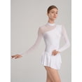 thumbnail image 5 of ZDHoor Womens Figure Ice Skating Dancewear Glitters Mesh Patchwork Lyrical Dance Leotard Dress White S, 5 of 6