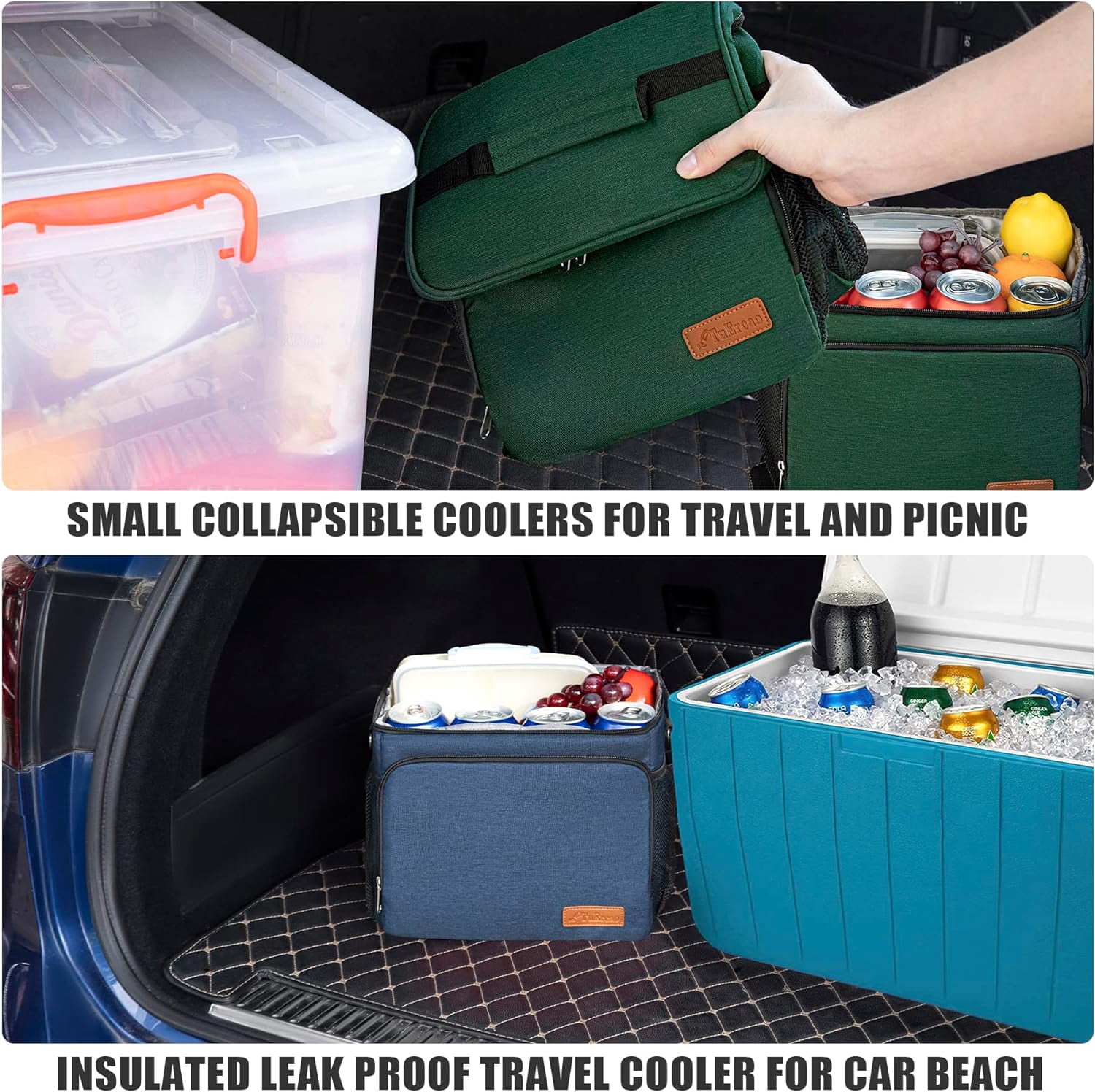 HotAdsFW Insulated Cooler Bag 6/24 Can Collapsible Leakproof Soft Sided Cooler for Car, Portable Foldable Small Ice Chest for Beach Camping Picnic Travel, 5/15qt Lunch Box for Men Work