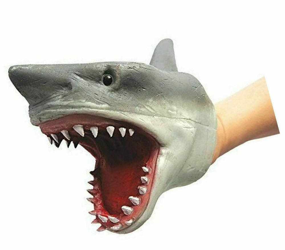 Silicone Shark Hand Puppet Realistic Soft Rubber Jaws Fish Gloves Kids Toys US