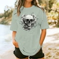 thumbnail image 2 of Sexlip Womens Swimsuit Set Floral Skull Print Cover Up Design Crew Neck Short Sleeve Loose Silhouette Lightweight Fabric for Beach Vacations Green XL, 2 of 4