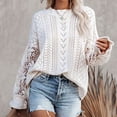 thumbnail image 3 of Suéter de ganchillo para mujer, suéter de ganchillo para mujer, camisa de ganchillo con cuello redondo, blusa optimizada para la excelencia, 3 of 5