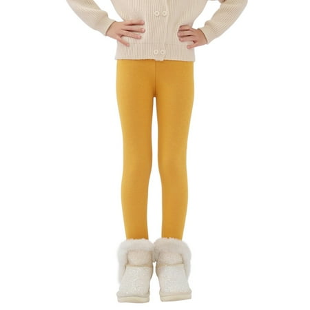 

Lovebay 2-13Y Child Girls Winter Warm Fleece Tight Pants Solid Thicken Leggings Yellow