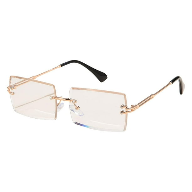 Gafas de sol sin montura Gafas de sol cuadradas para mujer Gafas de Navidad de Halloween para accesorios de fotografia de moda Streetwe Lente transparente de pierna dorada Baoblaze gafas de sol