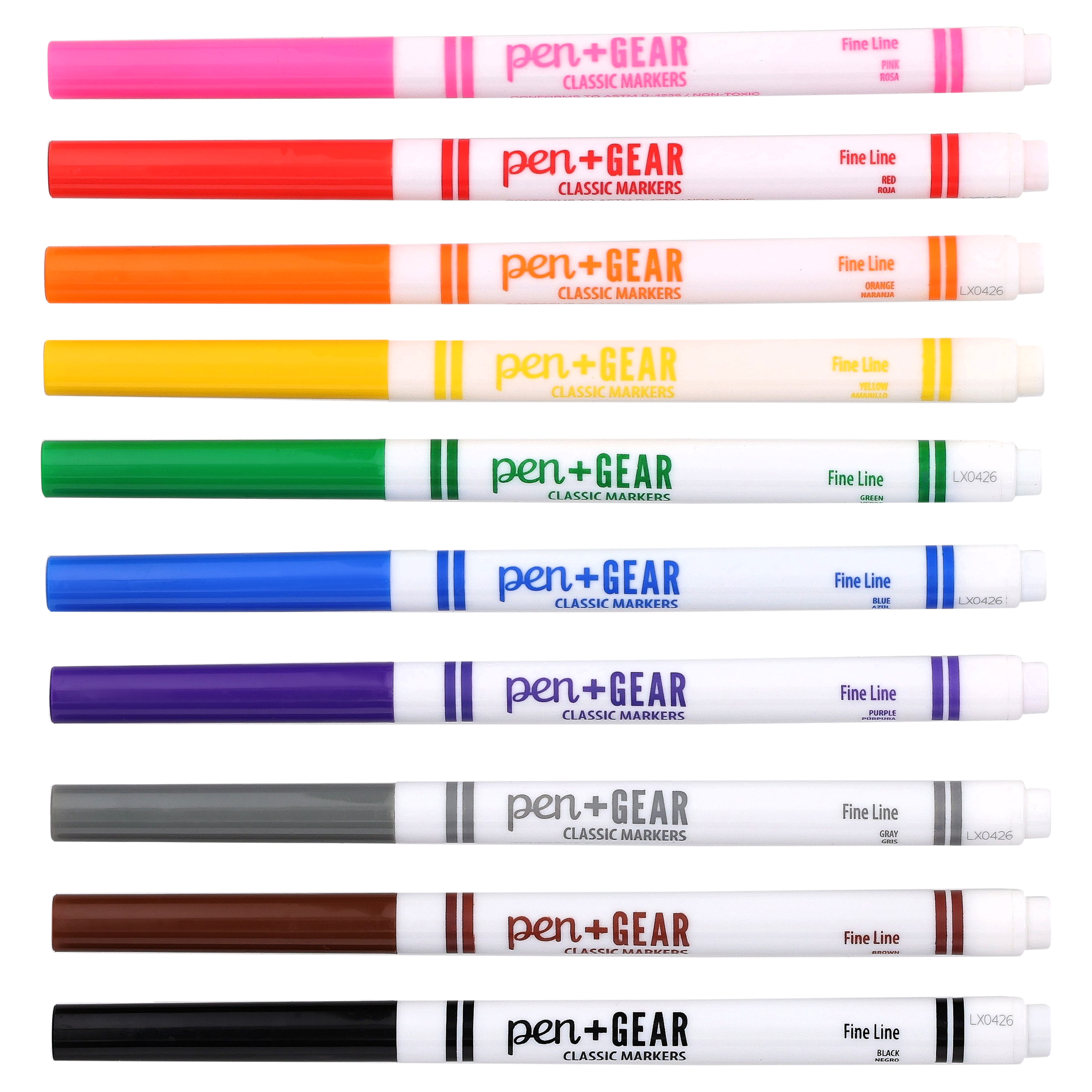 Marcadores Clásicos Pen+Gear, Punta Fina, Colores Surtidos, 10 Piezas 3