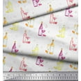 thumbnail image 2 of Soimoi White Japan Crepe Satin Fabric Bottle & Wine Glass Bar Printed Craft Fabric by the Yard 44 Inch Wide, 2 of 3