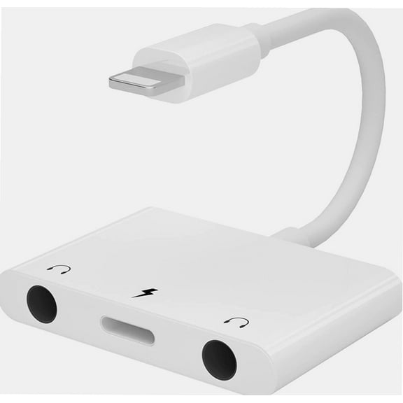 Dual 3.5mm iPhone Headphone Splitter, 3 in 1 iPhone Adapter for Headphone Jack, with Charging iPhone Splitter, Compatible with iPhone 13/12/11/X/8/8plus/7/7plus/iPad-Support iOS 15